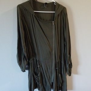 Olive green long sleeve shirt with zipper